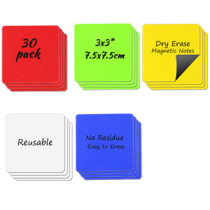 Reusable Magnetic Sticky Notes 3x3 Inch - 30 Pack Dry Erase Whiteboard Magnets for Colorful Fridge Stickers for Refrigerator
