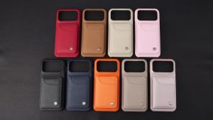 Stylish PU Leather Phone Case for IPhone 15/16/17 Pro Max Plus Mini Shockproof Anti-Magnetic Built-in Card Holder & Stand