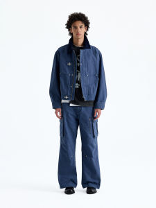 แจ็คเก็ตคอเหลี่ยมแขนยาวผ้าคอร์ดูรอยผสมผ้าฝ้ายแท้ NANS NS9A05 ทรงหลวม แจ็คเก็ตสั้นสำหรับผู้ชาย ฤดูใบไม้ผลิและฤดูใบไม้ร่วง