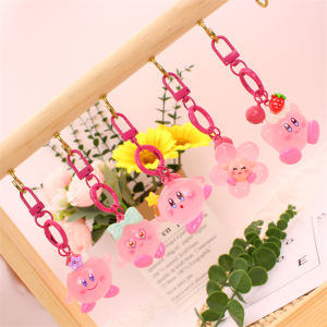 Luminous Kirby Keychain Cute Cartoon Doll Pendant Student Schoolbag Backpack Trinket Couple Gift
