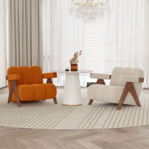 Antique Style Living Room Single-Seat Sofa Chair Designer Bedroom Rest Area Internet Celebrity Solid Wood Classy Balcony Casual Chair