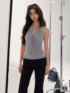 Gray Sleeveless Slimming Knitted Top