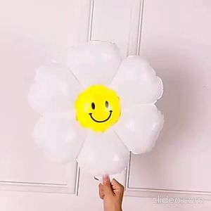 Balon Foil Karakter Bunga Daisy Smile Ukuran Jumbo & Mini Balon Ulang Tahun