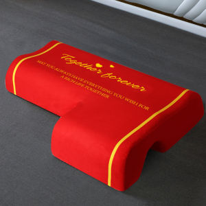 หมอนคู่รักแบบชิ้นเดียวไม่กดทับมือป้องกันการบีบอัดหมอนรองคอผ้าฝ้ายเมมโมรี่โฟมแขนหมอนคู่สำหรับคู่รักแฟนหนุ่ม