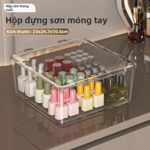 QIOEROUL | Hộp Lưu Trữ Sơn Móng Tay Dung Lượng Lớn Có Nắp