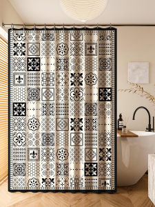 Bathroom Specialized Mold Proof Water Resistant Extended Length Shower Curtain Partition Door Drape High End Quick Dry Bath Decor