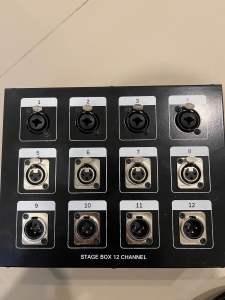 stage box 12ch  in8  out4 ทำจากสายมัลติคอร์12คอร์ของDynacomหัวของLigeทั้งชุดมาพร้อมแจ๊คคอมโบ้เสียบได้ทั้งxlrและแจ็คTRS4ช่อง