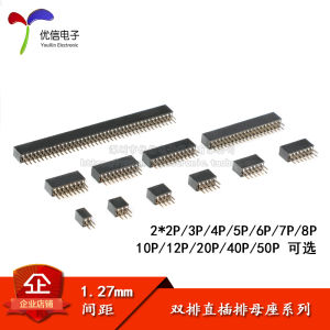 1.27mm Pitch Double Row Female Pin Header Straight Insertion Connector 2*2P/3/4/5/6/7/8/10/12/20/40/50 Pin from China