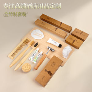 Luxury Hotel Home Use Guest Bamboo Toothbrush Disposable Washroom Supplies Set Bamboo Comb Razor for Travel Oral Care