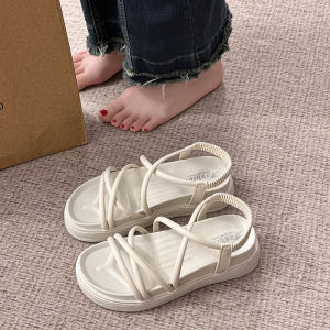 Casual Roman Sandals Womens Summer New Style Thick Bottom Soft Bottom Beach Shoes Fashionable All-Match Flat Heel EVA Upgraded Rubber