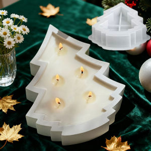 Christmas Tree Shape Candle Bowl Cement Silicone Mold DIY Storage Tray Gypsum Resin Candle Clay Mould XMAS Decoration