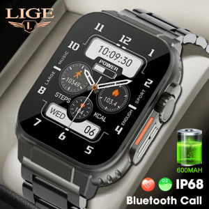 LIGE 2023 AMOLED Smart Watch Men and Women  600Mah Big Battery Bluetooth Call IP68 Waterproof Heart Rate and 100+ Sports Fitness Tracker