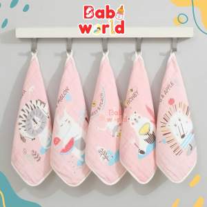 Set 5 Khăn Xô 6 Lớp 30x30cm Khăn Sữa Cao Cấp Cho Bé Mềm Mại Thấm Hút An Toàn Cho Bé Sơ Sinh Dùng Lau Miệng Lau Mồ Hôi Lau Sữa