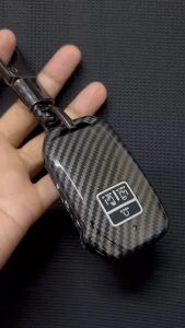 เคสรีโมทรถ KIA Carnival 2022 ลายเคฟล่า (ABS Key Cover Black Silicone Push button Guard) พร้อมพวงกุญแจ
