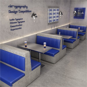Klein Blue Coffee Tea Shop Terrazzo Deck Sofa Casual Restaurant Industrial Style Stainless Steel Table and Chair Combination
