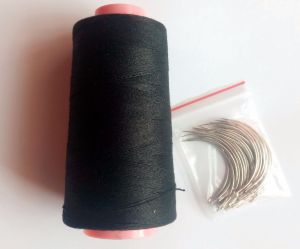 Bộ 25 Kim C Kèm Chỉ Cotton Đen Để Tết Tóc Kim Móc Kim Loại Chất Lượng Cao Kèm Quà Tặng 1 Cuộn Chỉ Tết Tóc