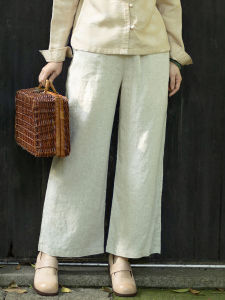 Slimming Straight Leg Pants Womens Casual Breathable Linen High Waist Long Trousers Comfortable Fashionable Chinese Brand