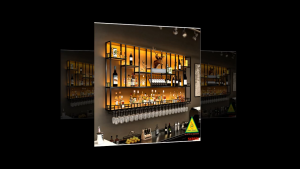 KỆ TRƯNG RƯỢU KHUNG SẮT – MẶT GỖ CÓ ĐÈN 5KRS06 - NỘI THẤT LẮP RÁP VIENDONGADV