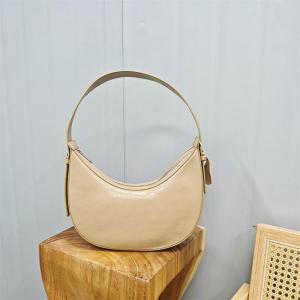 New 2025 Womens Leather Bag Top Layer Oil Wax Cowhide Underarm Single Shoulder Slant Cross Fashionable Moon Tooth Bag