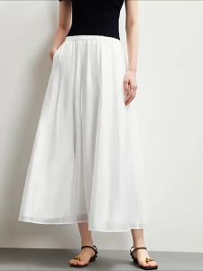 Vero Moda | Viscose Solid Color Wrinkle Stretch Waist Midi Skirt