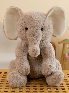 Soothing Elephant Plush Toy Pillow Sitting Position Kaki Color Baby Elephant Doll Soft Stuffed Toy for Girls Bedding Decor