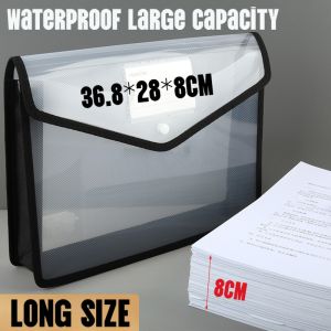 Portable Long File Organizers Plastic Envelope Zipper Bag Paper Document Organizers Large Capacity
