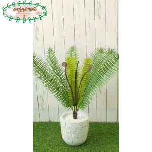 Tanaman Artificial Pohon Hias Daun Pakis Hutan X12 Pot Terracotta Motif Hujan Pajangan Meja Cafe Aesthetic