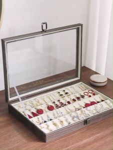 Hộp Trưng Bày Dây Chuyền Trang Sức Nhẫn Cao Cấp - Khay Đựng Nữ Trang Phụ Kiện Trang Sức Có Nắp Kính Chống Bụi