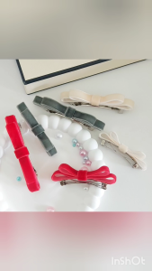 กิ๊บติดผม คลีปหนีบผม โบว์ผ้ากำมะหยี่แบบสปริง (ราคาต่อชิ้น)