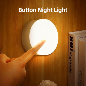 LED Night Light USB Rechargeable Stick-on Push Light with Magnetic Back 3 Colors & Warm Light Eye-friendly Hands-free Cabinet Counter Lamp 护眼小夜灯