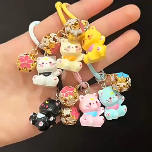 JIVIVIL Chìa khóa hình mèo hoạt hình đáng yêu cho học sinh phụ kiện túi xách dễ thương quà tặng hoàn hảo