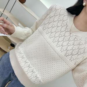 Elegant Hollow out Lace Knitwear Autumn New Style Fashionable Anti-Aging Base Layer Shirt Middle-Aged Womens Trendy Top