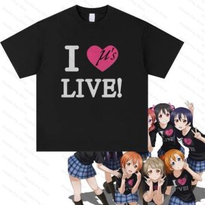 Love Live! μs I Love μs LIVE T-Shirt Cotton Casual Short Sleeve Anime Tee for Mens shirt Women t-shirt Summer Streetwear Tops