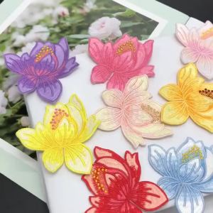 Miếng Dán Hình Hoa Sen 85cm Dán Nhiệt Ủi Lên Thêu Chất Liệu Vải Dùng Cho Quần Áo Váy Áo Dài Làm Thủ Công Thân Thiện Với Môi Trường