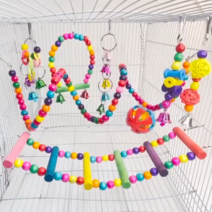 คอนสามเหลี่ยม บันไดนกแก้ว บันไดนก ของเล่นนก ชิงช้าห้อยกรงนก สำหรับนกปีนป่ายเล่น