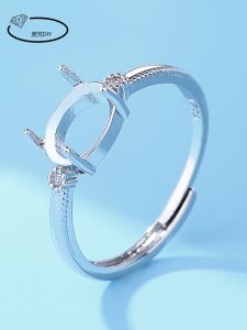 แหวนเงินชุบเงินดีไซน์ดั้งเดิม แหวนเปิดปรับได้ 4 แฉก แหวนเพชรไข่มุกกลมแบน แหวนแฟชั่นสำหรับผู้หญิง