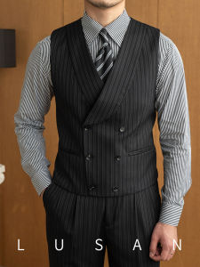 Vintage Banquet Double-Breasted Stripe Versatile Fashion Vest