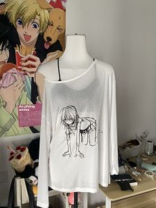 Áo Thun Dài Tay Màu Trắng in Họa Tiết Mùa Hè Mỏng Rộng Rãi Cho Nữ Áo Thun Nữ Mùa Hè Thường Ngày in Họa Tiết Phong Cách Lười Biếng