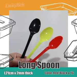 LuckyRich - Long Spoon - YellowGreen  Disposable 100pcs for Party and Event needs