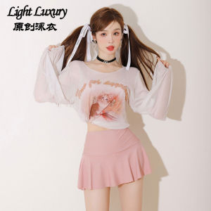 Light Luxury 2025 New Two-Piece Suit Girls Thermal Spring Vacation Swimsuit Three-Piece Set Belly Covering Slimming Design