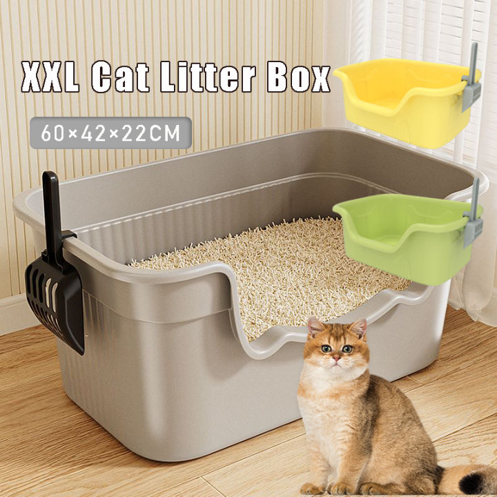 Extra Large Cat Litter Box with Scoop Fully Open Maine Splash