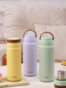 Bình giữ nhiệt TAFUCO Tea Mate 600ml inox 316L thiết kế tiện lợi màu sắc xinh xắn có lưới lọc trà và dây cầm giữ nhiệt lâu dài từ 6 - 12 tiếng