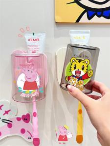 Wall-Mounted Toothbrush Cup Cute Cartoon Style Plastic Bathroom Wash Cup for Girls Home Use Dental Care Utensil Children Inverted