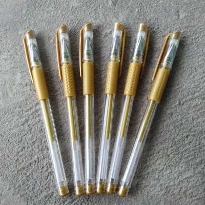1 pcs pulpen gel tinta warna gold pulpen tinta emas