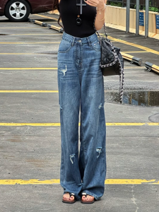 MANMI | Quần Jeans Chân Rộng Phong Cách Hồng Kông Hoài Cổ
