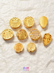 S925 Sterling Silver Gold Plated Five Gods of Wealth Overnight Rich Gossip Separate/Loose Beads through Hole Bracelet Necklace DIY Accessories