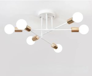 JOYINLED Bắc Âu Tối Giản Vàng Đèn Ốp Trần Chất Liệu Sắt Cho Phòng Ngủ Phòng Khách Bàn Ăn Mặt Dây Đèn Chùm Có Thể Điều Chỉnh Độ Sáng