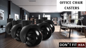 5PCS Office Chair Caster Wheels 2 Inch Swivel Rubber 360 PU Roller for Office Chair and Wood Flooring