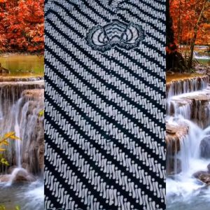 Baju muslim kemeja koko setelan celana sarung batik wisanggeni solo full furing motif prang putih