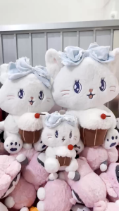 "gấᴜ Bông Mèo Ôm Bánh Kem Mèo Nơ Xanh Cầm Bánh Gato - Quà Tặng Sinh Nhật Độc Đáo K3T5"